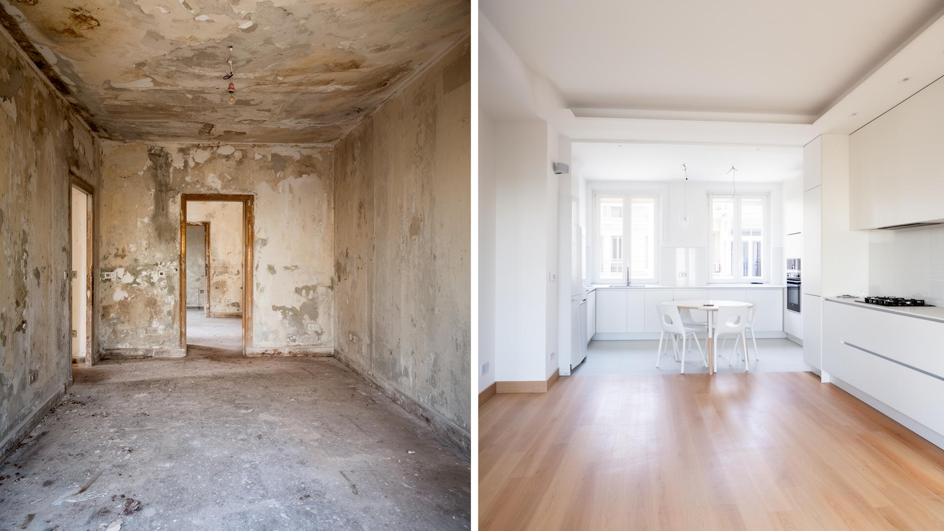 Apartment renovation before and after